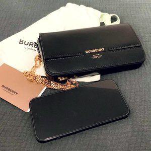 NEW Burberry-Black Camille Leather Chain Wallet